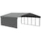 Arrow Storage Products Galvanized Steel Carport, W/ 1-Sided Enclosure, Compact Car Metal Carport Kit, 20'x24'x9', Charcoal CPHC202409ECL1 - alternate 1